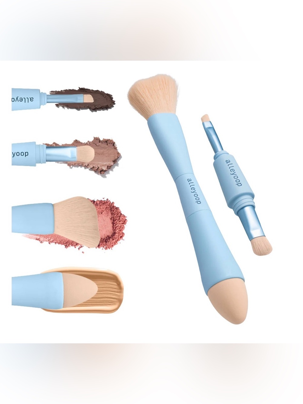 NIB Alleyoop Multi-Tasker 4-in-1 Makeup Brush - Blue - Picture 3 of 15